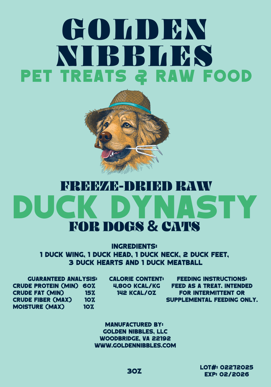 Golden Nibbles - Duck Dynasty - Variety Bag - Freeze-Dried