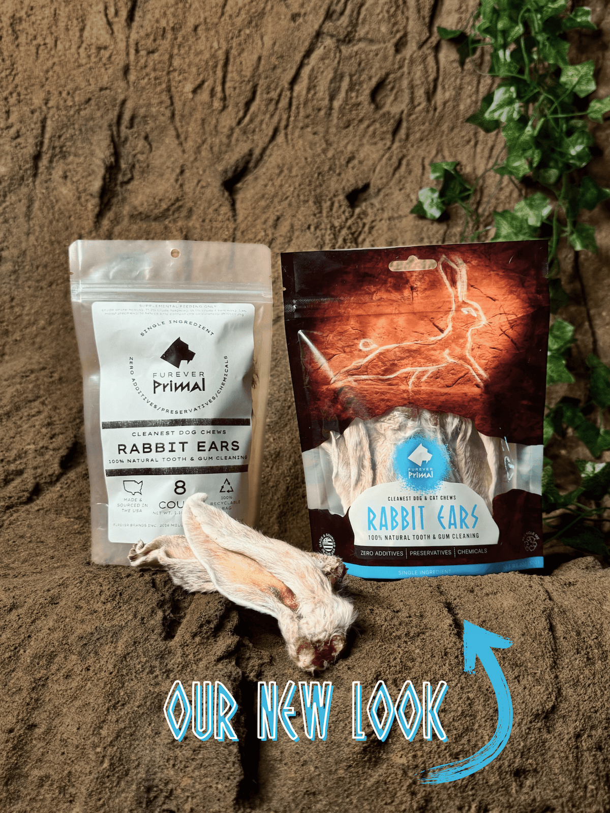 Furever Primal - Bag of 15 Dog/Cat Chew: Rabbit Ears Natural 1 Ingredient