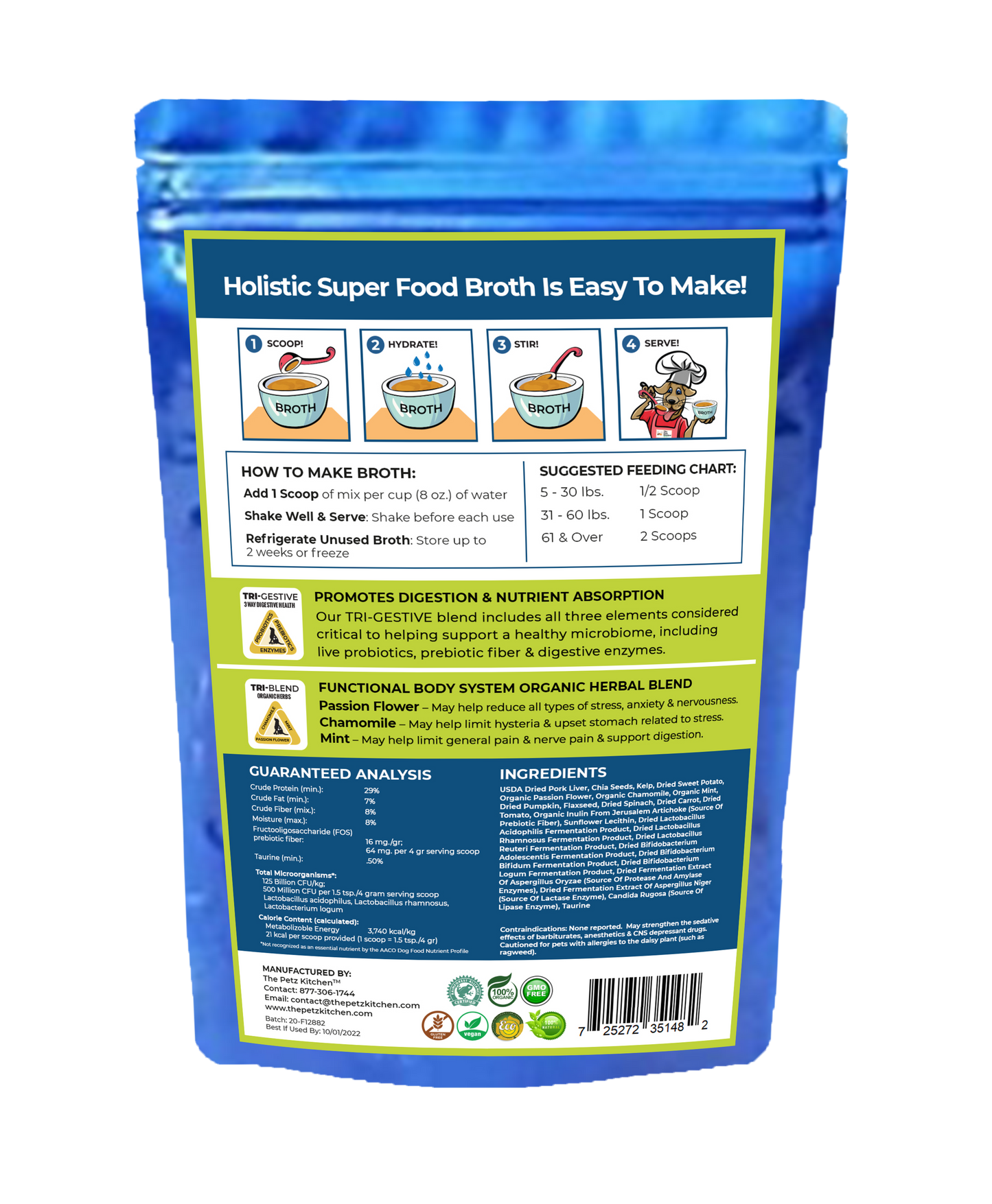 Natura Petz Organics - Super Food Broth Stress & Anxiety Support* the Petz Kitchen Dogs & Cats