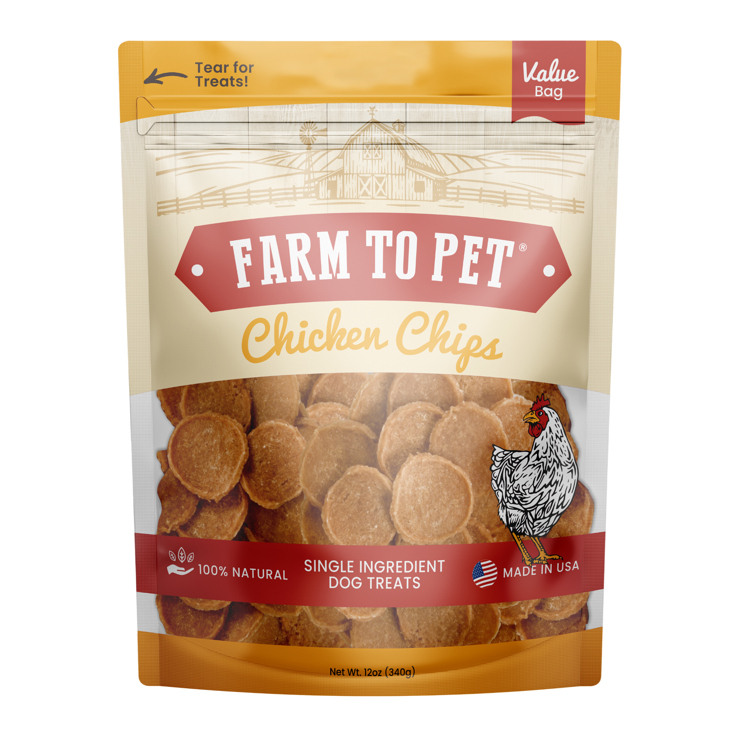 Farm to Pet Healthy Dog Treats - Farm to Pet Chicken Chips Healthy Dog Treats – 2 sizes