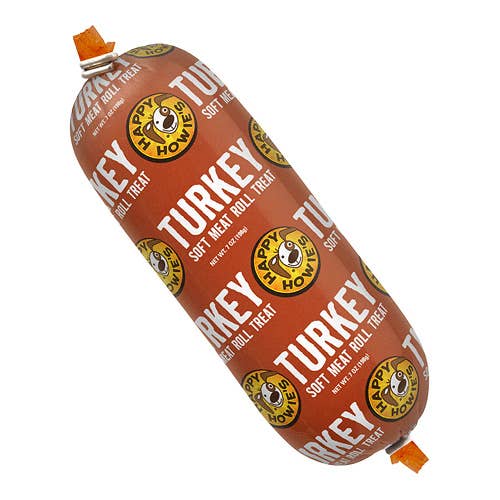 King Wholesale Pet Goods - HAPPY HOWIES Meat Roll Treat Turkey 7oz