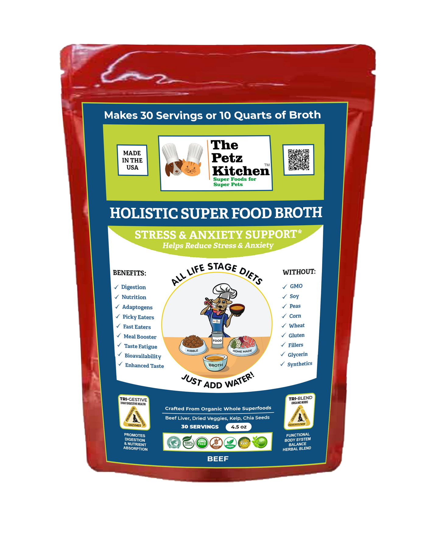 Natura Petz Organics - Super Food Broth Stress & Anxiety Support* the Petz Kitchen Dogs & Cats