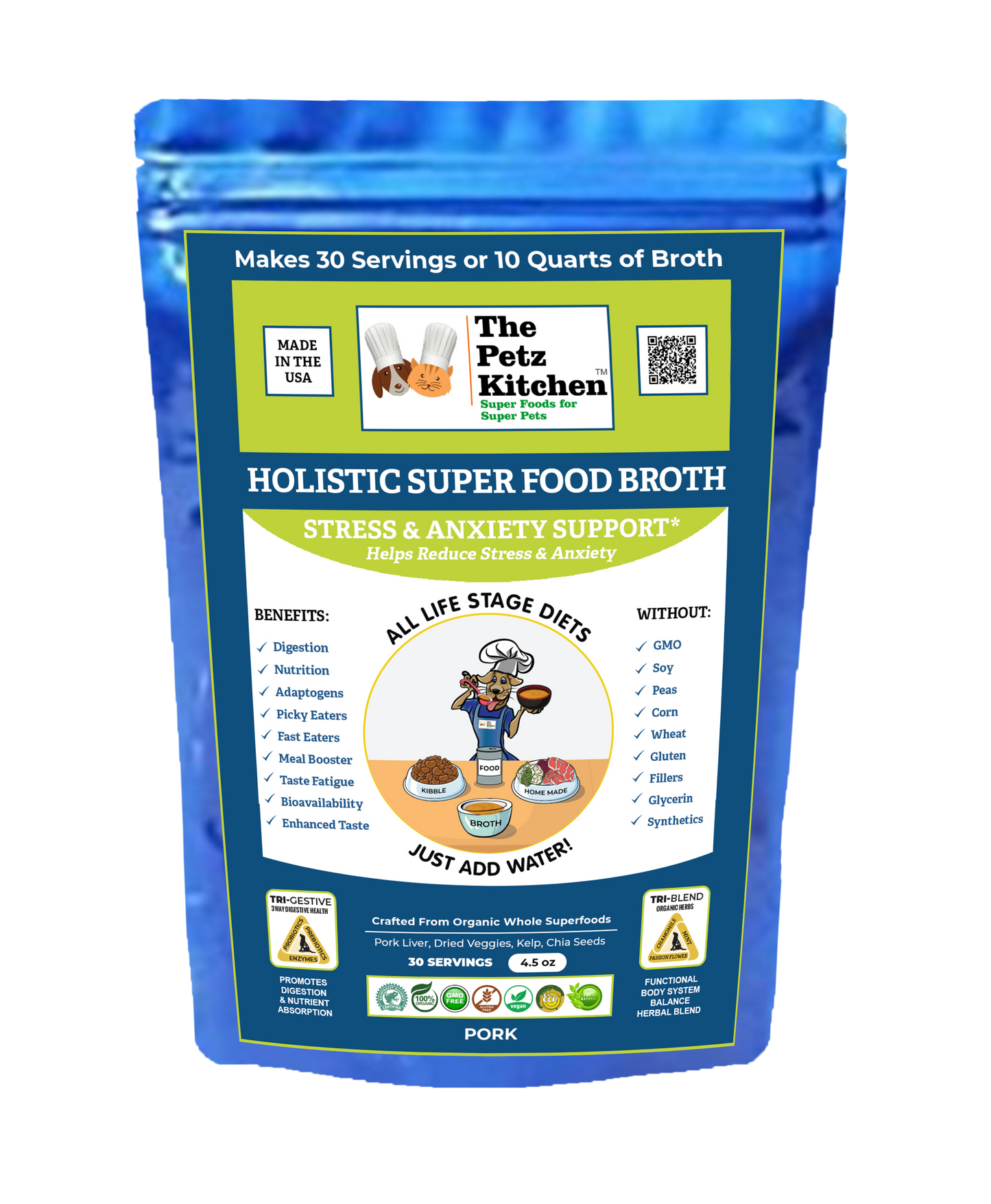 Natura Petz Organics - Super Food Broth Stress & Anxiety Support* the Petz Kitchen Dogs & Cats