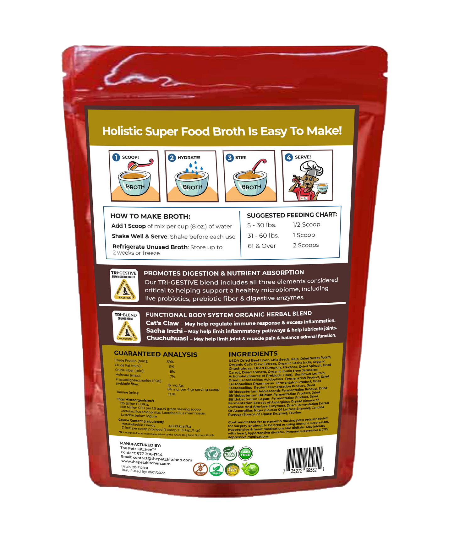 Natura Petz Organics - Super Food Broth Joint & Active Body Support* the Petz Kitchen Dogs & Cats*