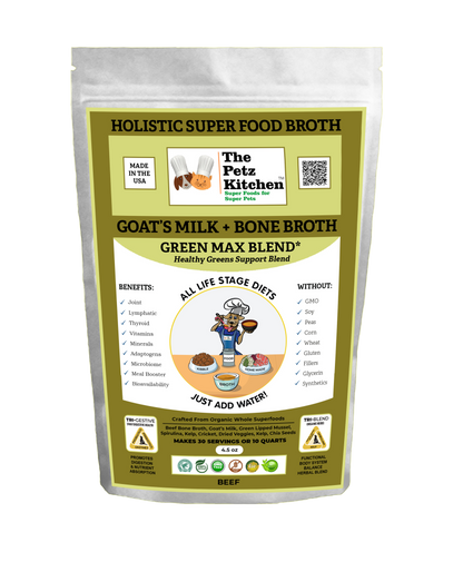 Natura Petz Organics - Goats Milk + Bone Broth Green Max Blend* Omega 3 & 6 Vitamin & Mineral Support* the Petz Kitchen Dog & Cat