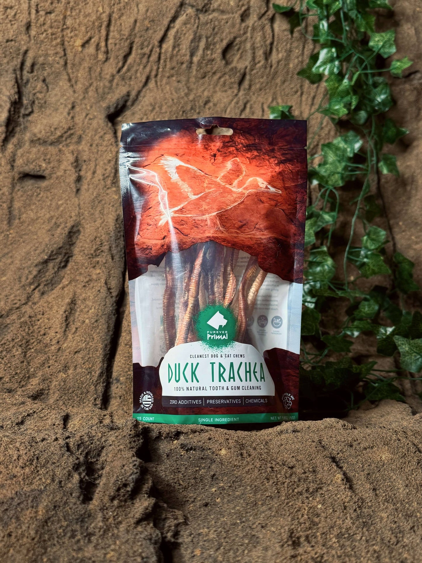 Furever Primal - Bag of 15 Dog Chew: Duck Trachea - Natural Single Ingredient