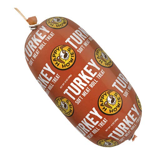 King Wholesale Pet Goods - HAPPY HOWIES Meat Roll Treat Turkey 12oz