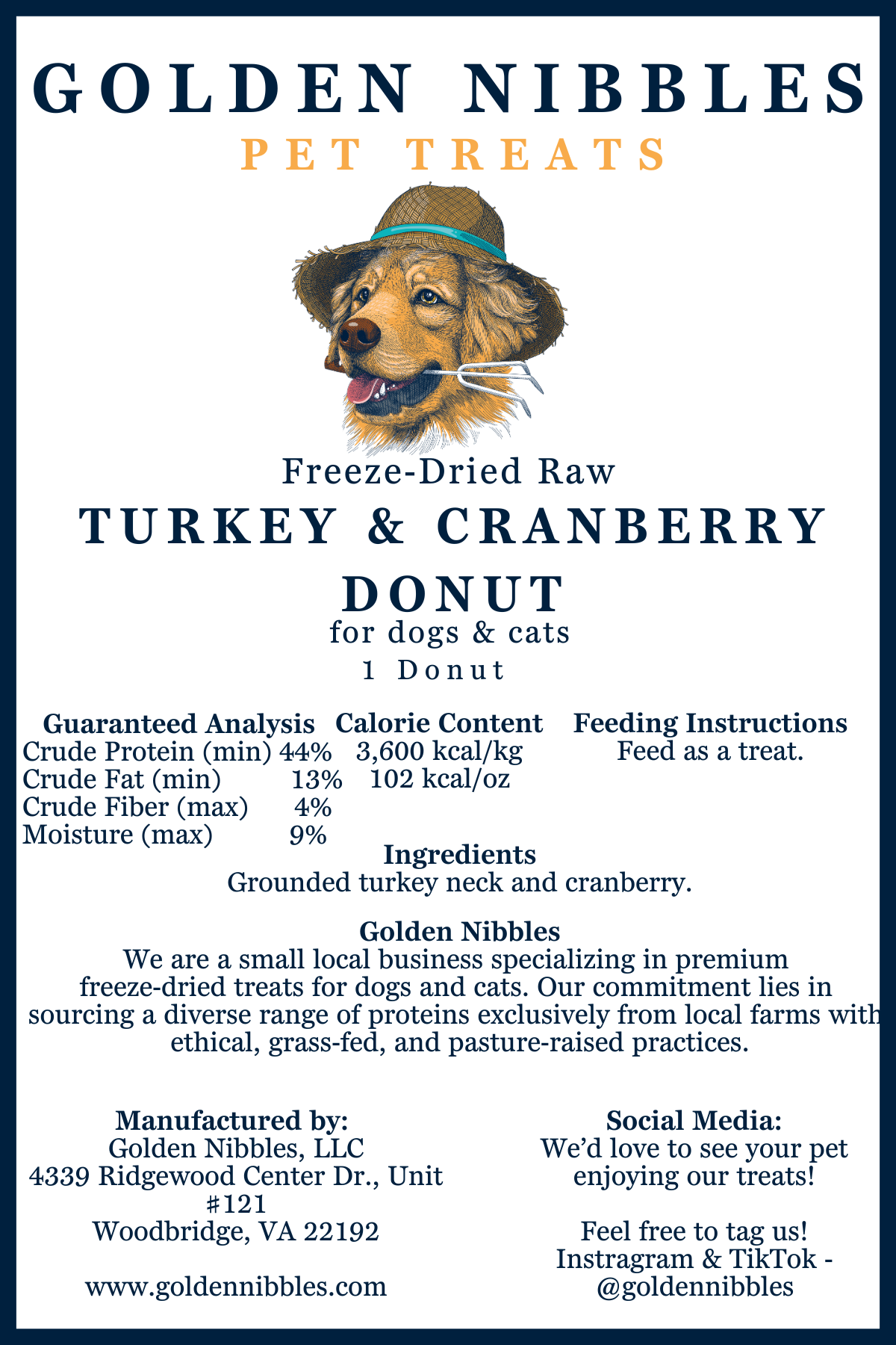 Golden Nibbles - Turkey & Cranberry Donut - Freeze-Dried