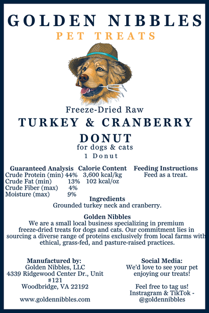 Golden Nibbles - Turkey & Cranberry Donut - Freeze-Dried