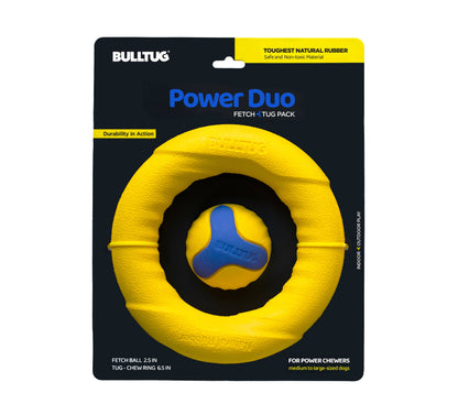 BULLTUG - Power Duo - Tug Ring and Fetch Ball (Dog Toy Set)