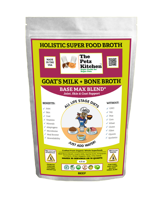 Natura Petz Organics - Goats Milk + Bone Broth Base Max* Joint, Skin & Coat Support Broth* the Petz Kitchen Dog & Cat