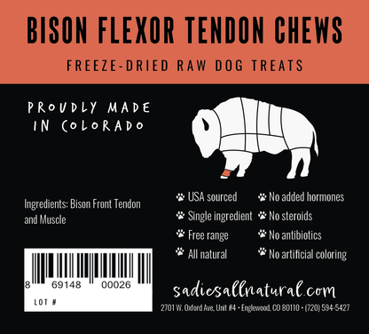 Sadie's All Natural Pet Treats - BISON Flexor Tendon