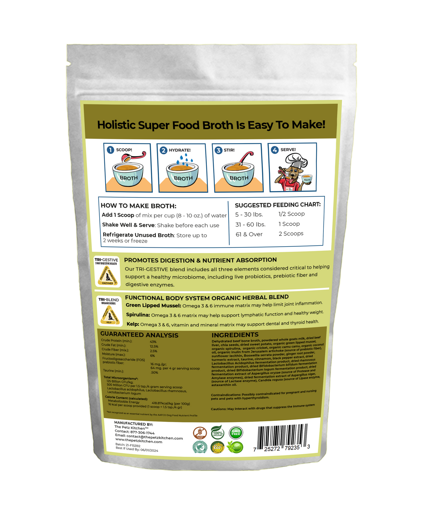 Natura Petz Organics - Goats Milk + Bone Broth Green Max Blend* Omega 3 & 6 Vitamin & Mineral Support* the Petz Kitchen Dog & Cat