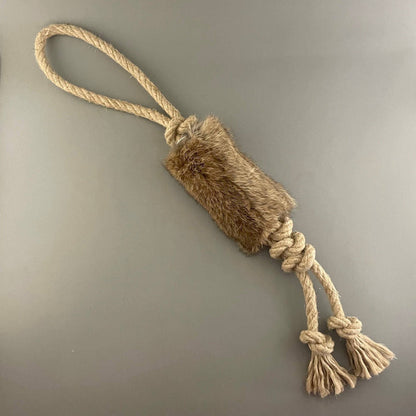 Pawsome Pet Toys - Dog Training Toy with Hemp Rope and Rabbit Fur