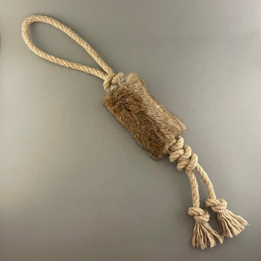 Pawsome Pet Toys - Dog Training Toy with Hemp Rope and Rabbit Fur