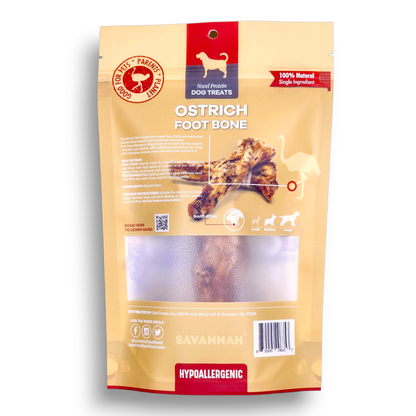 Savannah Pet Food - Ostrich Foot Bone Single-ingredient Novel Protein Dog Treat
