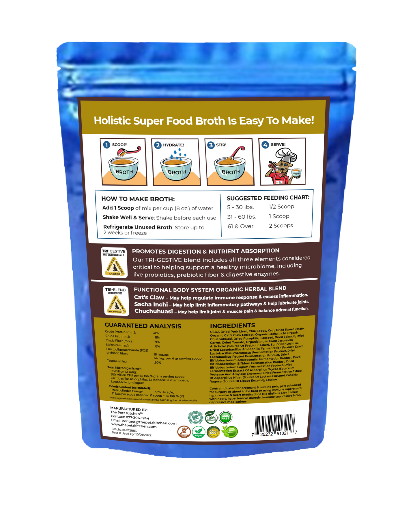 Natura Petz Organics - Super Food Broth Joint & Active Body Support* the Petz Kitchen Dogs & Cats*