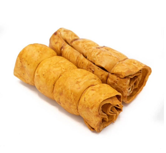 Willy's Wags Natural Pet Treats - Beef Cheek Roll Peanut Butter Basted 10-12"