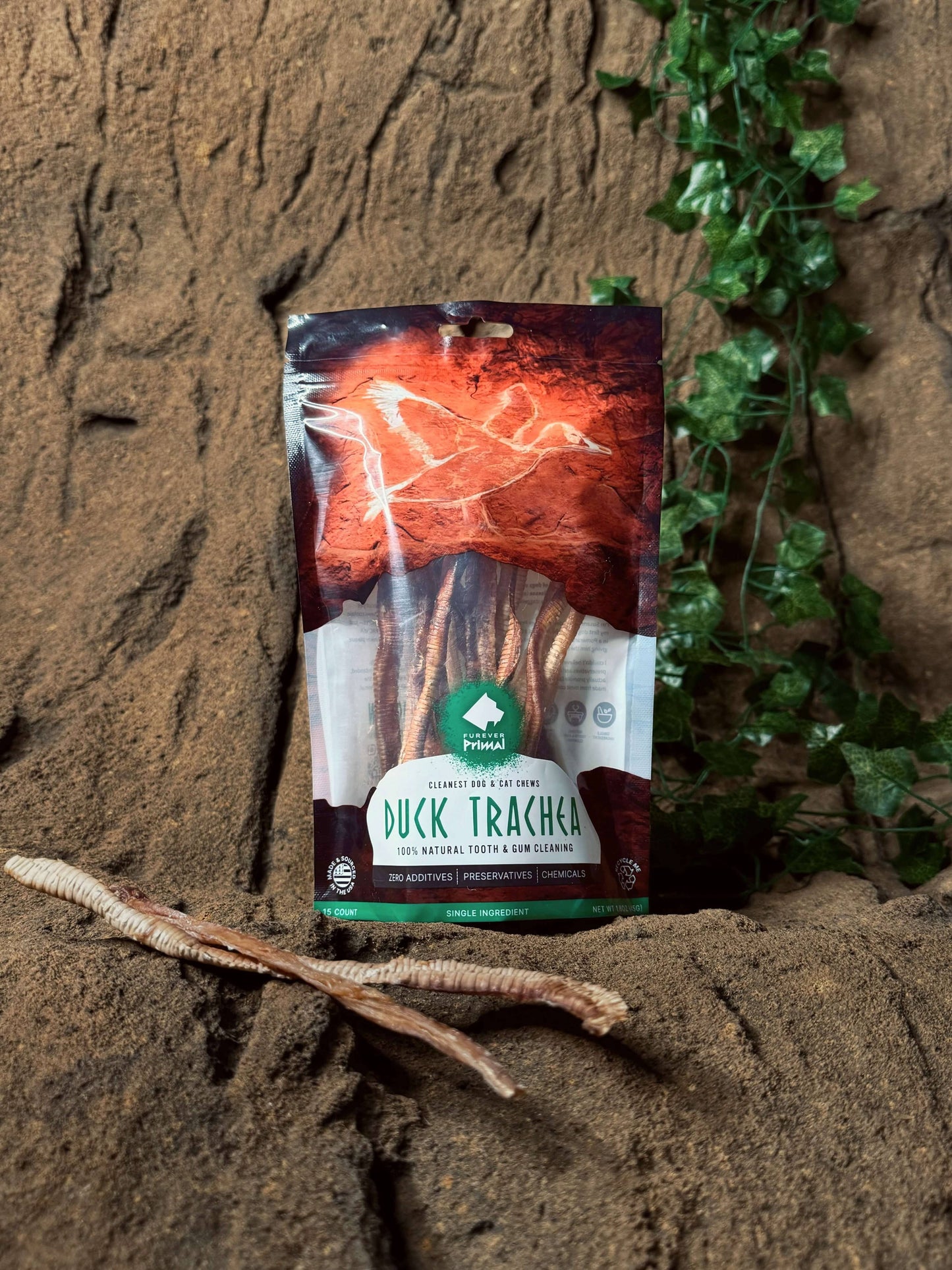 Furever Primal - Bag of 15 Dog Chew: Duck Trachea - Natural Single Ingredient