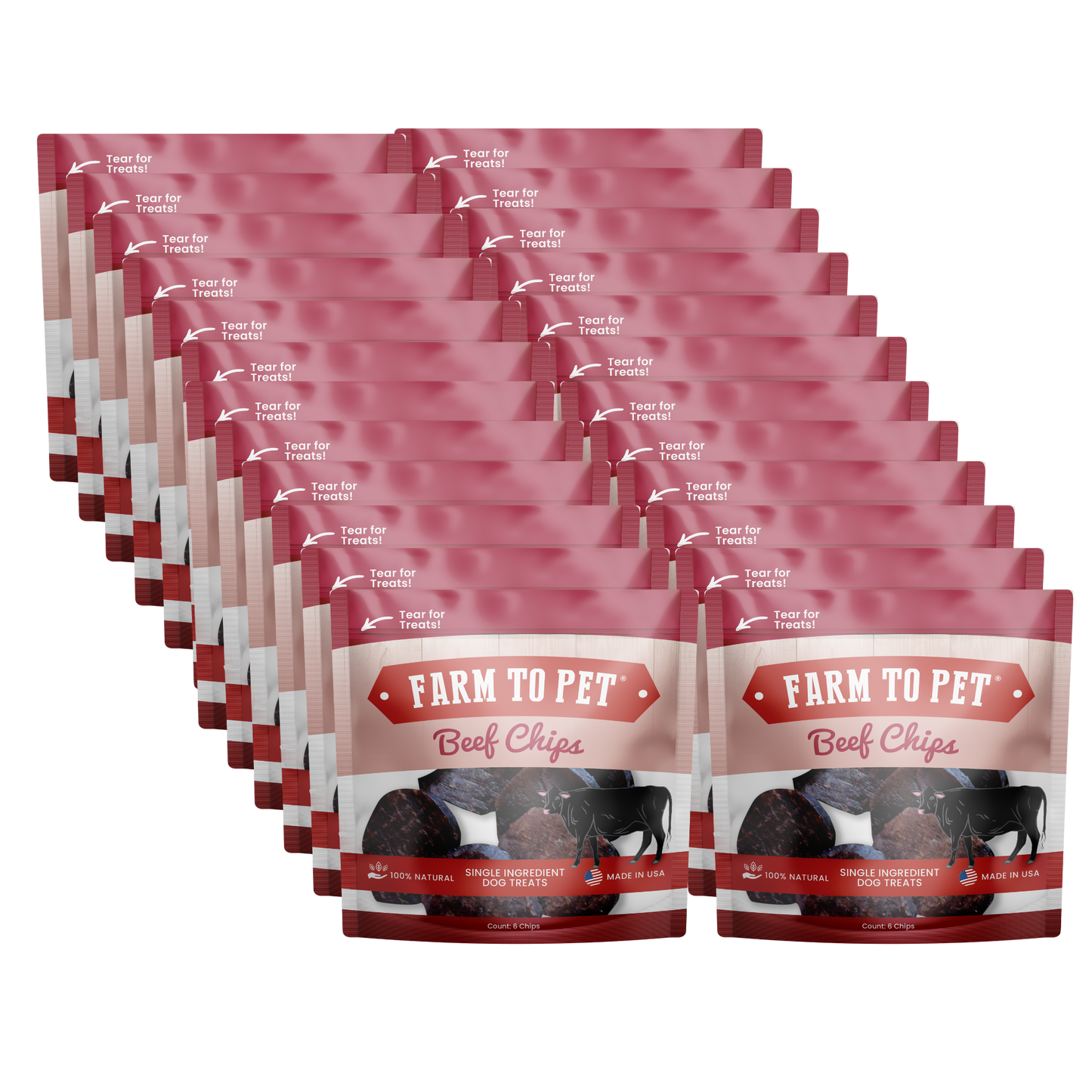 Farm to Pet - Beef Chips Snack Packs for Dogs