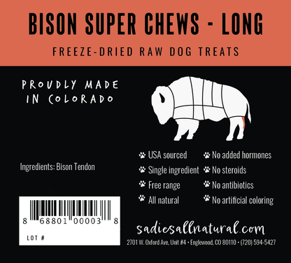 Sadie's All Natural Pet Treats - BISON Super Chew Long