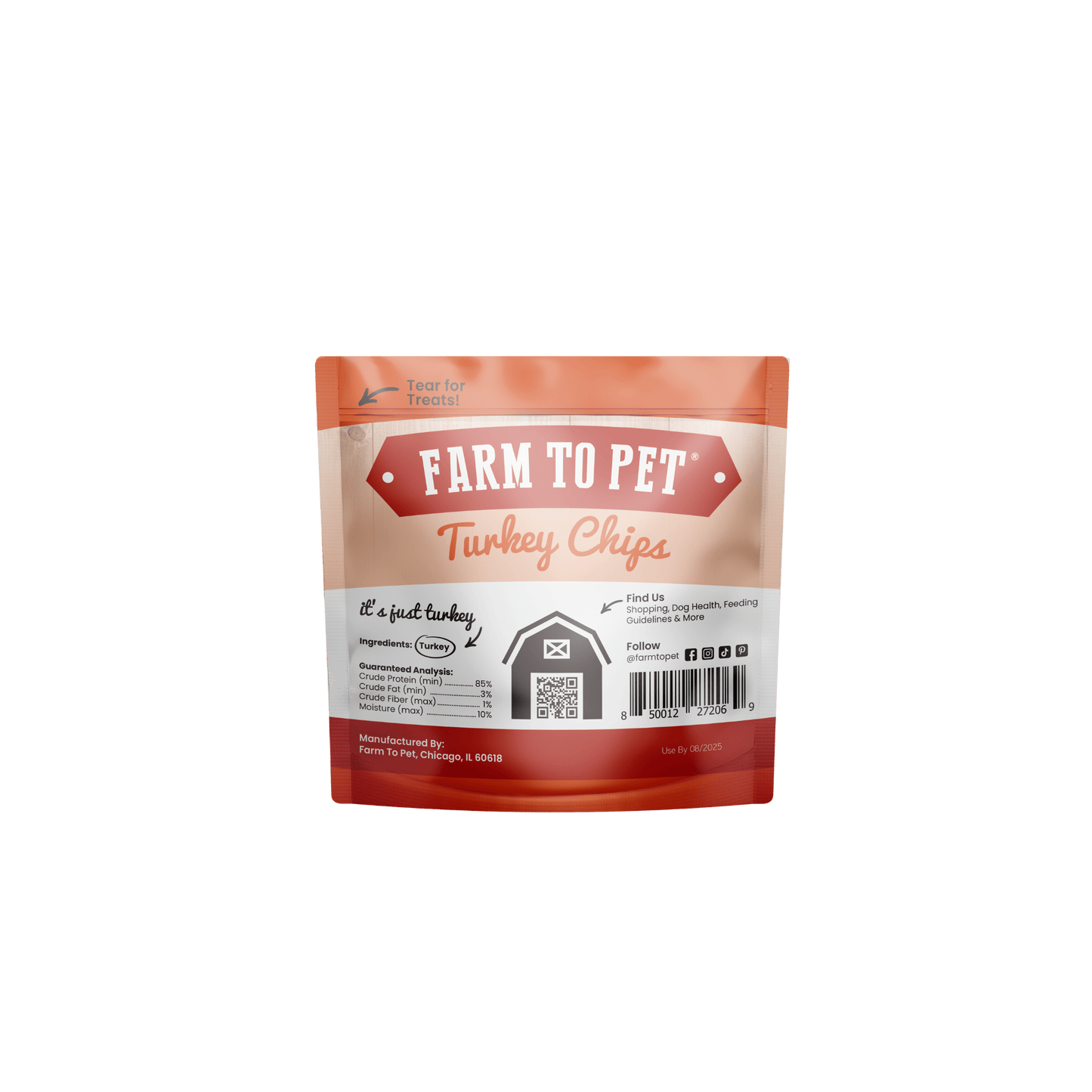 Farm to Pet - Turkey Chips Snack Packs for Dogs