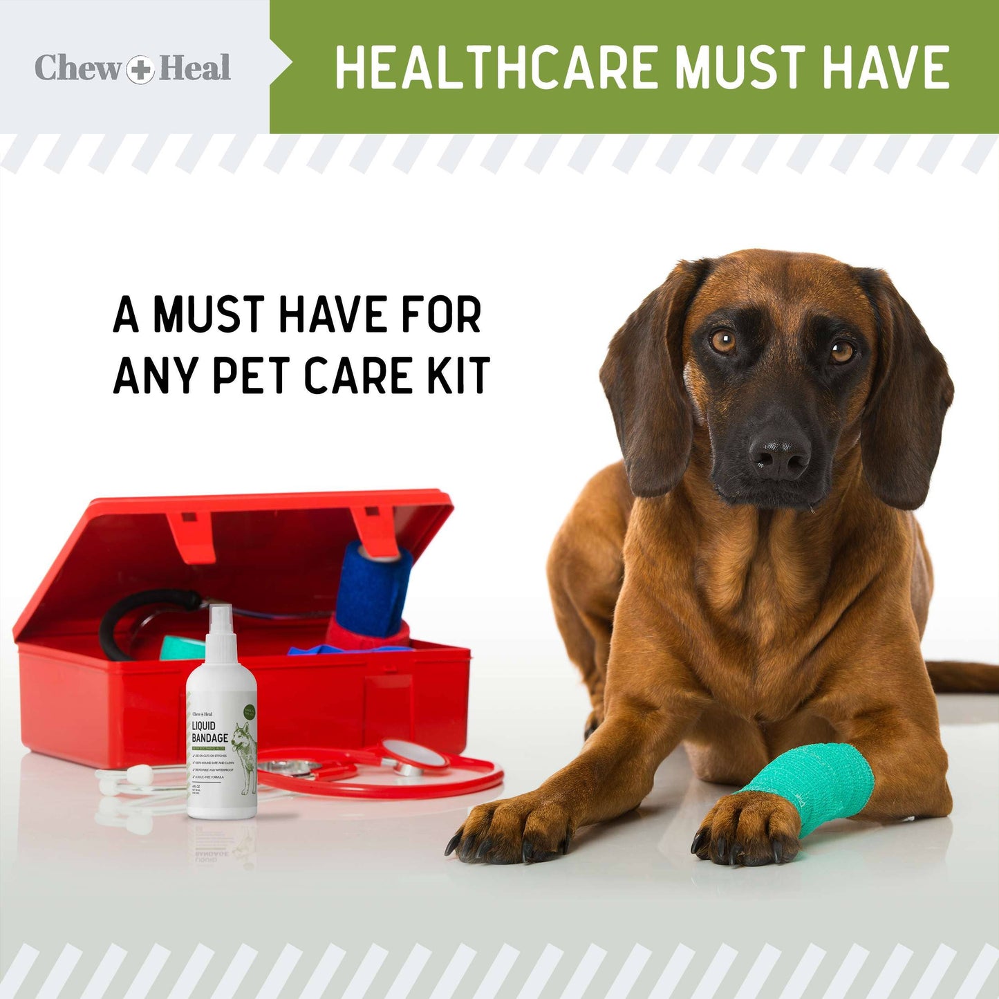 Chew + Heal - Liquid Bandage for Dogs, Pet First Aid Essential - 4 oz.