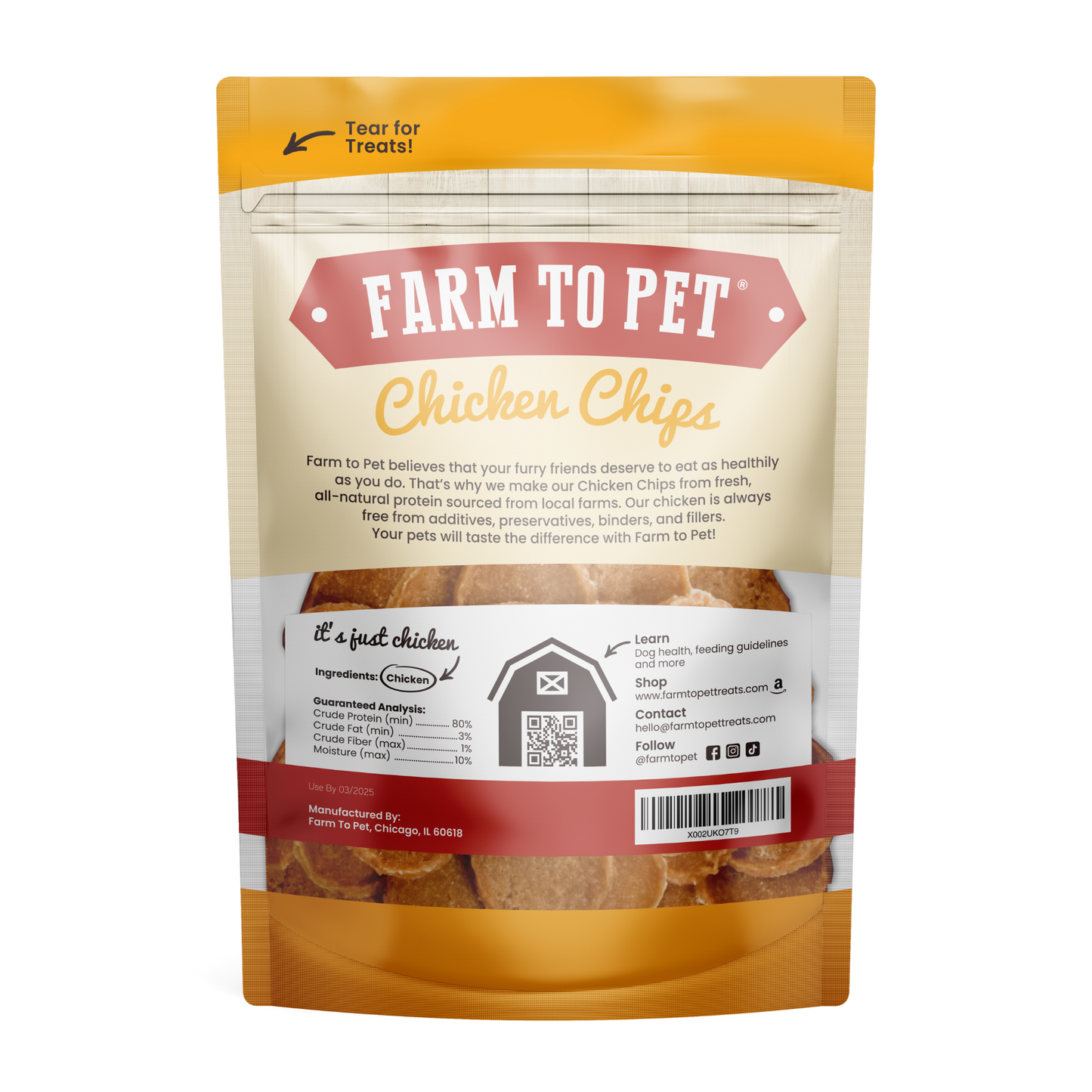 Farm to Pet Healthy Dog Treats - Farm to Pet Chicken Chips Healthy Dog Treats – 2 sizes