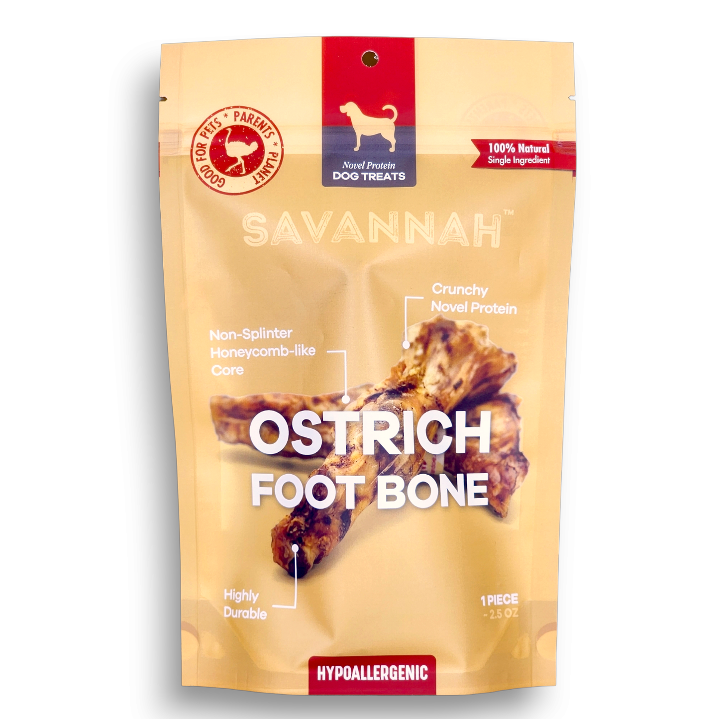 Savannah Pet Food - Ostrich Foot Bone Single-ingredient Novel Protein Dog Treat