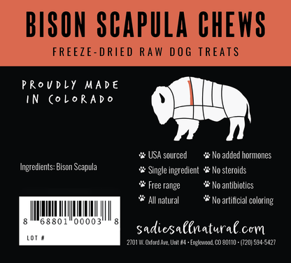 Sadie's All Natural Pet Treats - BISON Scapula Chews