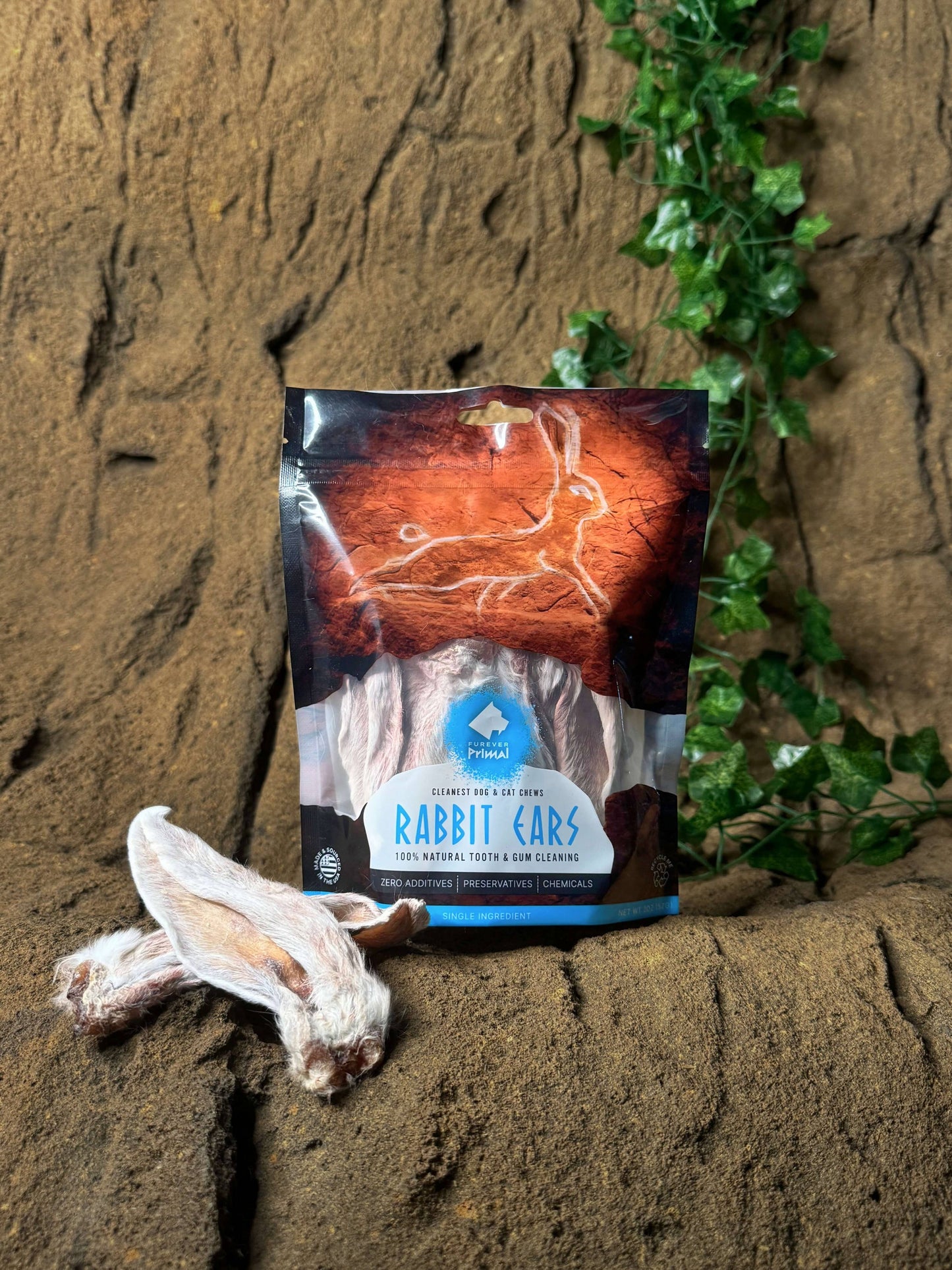 Furever Primal - Bag of 15 Dog/Cat Chew: Rabbit Ears Natural 1 Ingredient