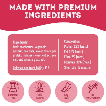 The Granville Island Pet Treatery (USA) - Duck & Cranberry Soft Dog Treats: Chewy & All-Natural