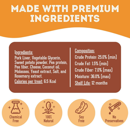 The Granville Island Pet Treatery (USA) - Pork & Cheese Soft Dog Treats: For Puppies and Seniors